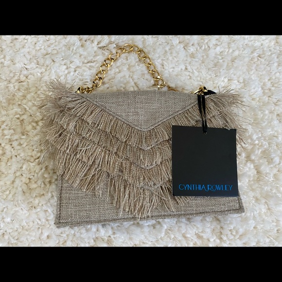 Cynthia Rowley Felix Linen Fringe Crossbody Bag NWT - Picture 1 of 8